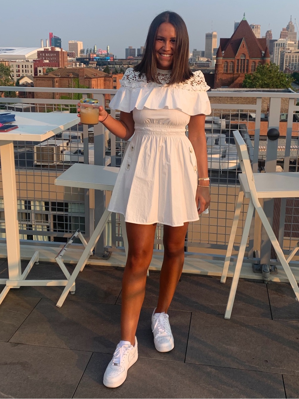 Self-Portrait White Lace Ruffle Cutout Mini Lace Embroidered Dress Size 2